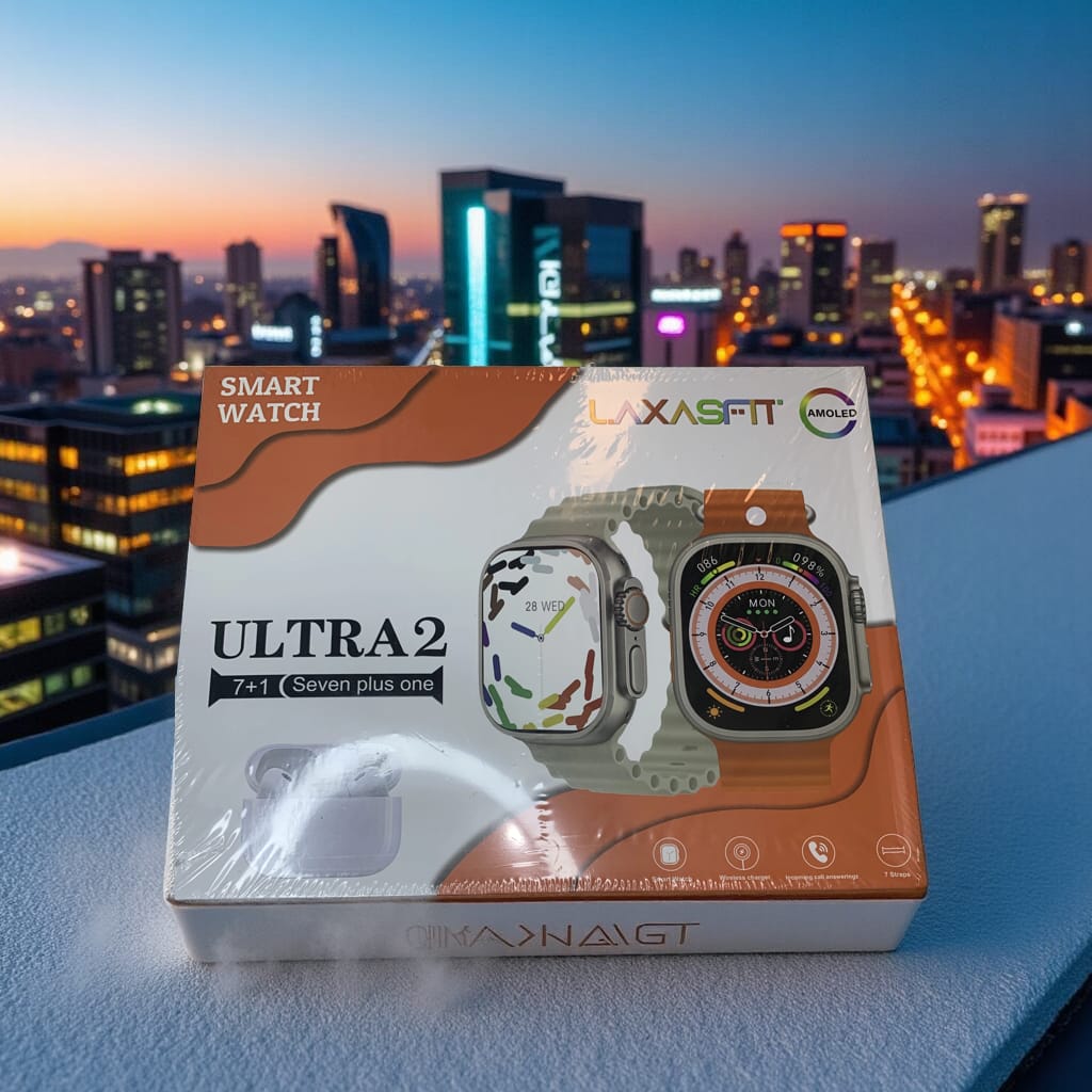 Ultra 2 Smart Watch with 7 Straps + AirPods Pro | Fitness & Health Tracking Smartwatch with Wireless Earbuds Combo